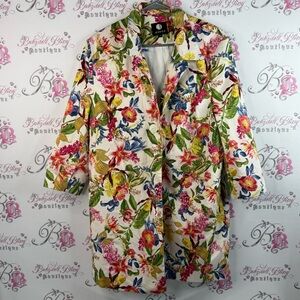 Jessica jacket coat button up long style Floral Blazer flowers Vibrant Colors
